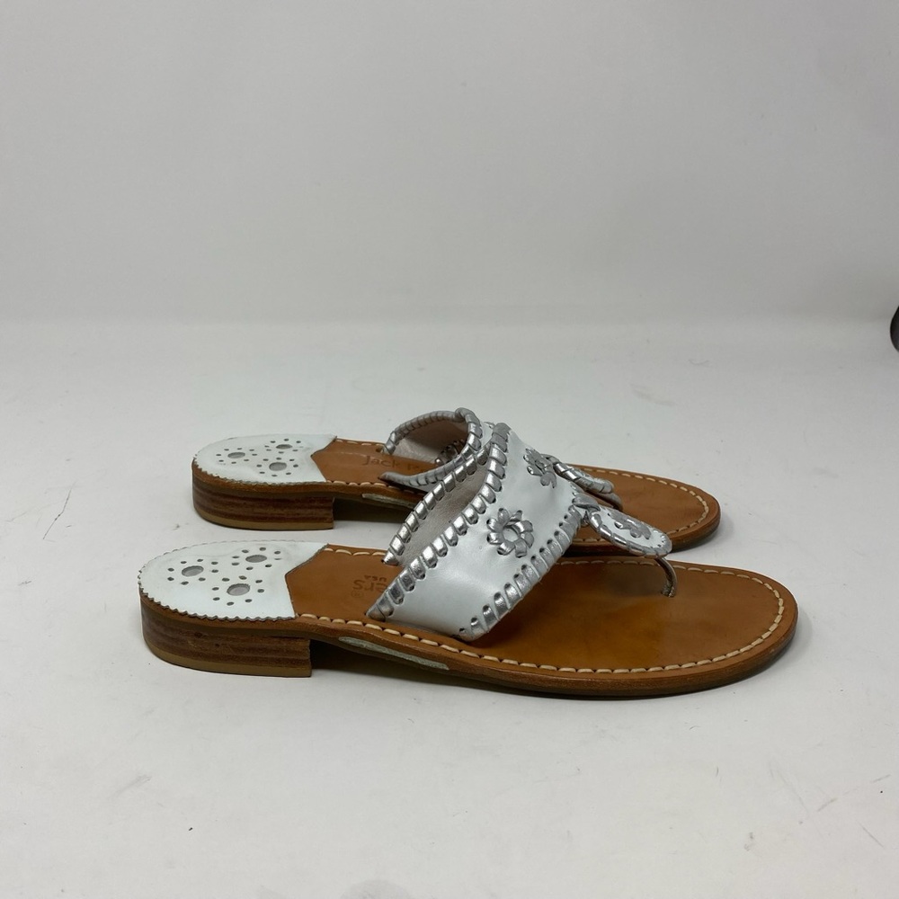 Jacks Flat Silver Sandal Size 8